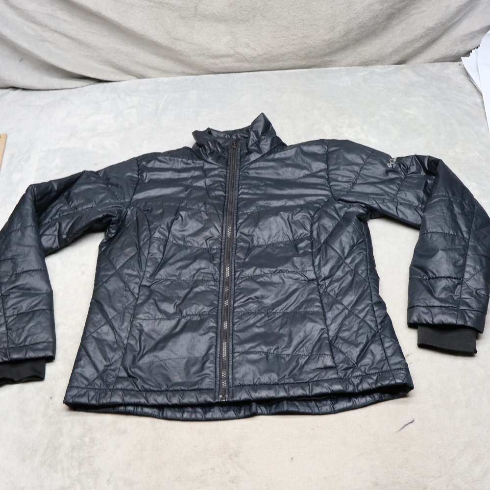 Columbia Jacket Women Medium Black Full Zip Quilted Light Pack Winter Puffer